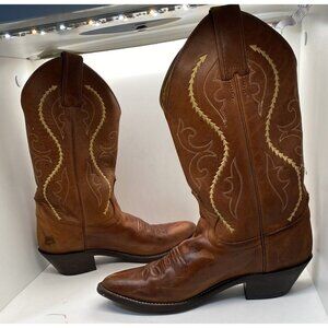 Justin Boots Brown Leather Western Cowgirl Boots Womens Size 6 B